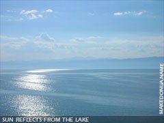 Ohrid Lake: The sun reflects from the lake