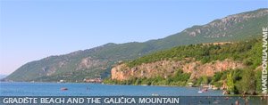 Gradiste beach and the Galicica mountain