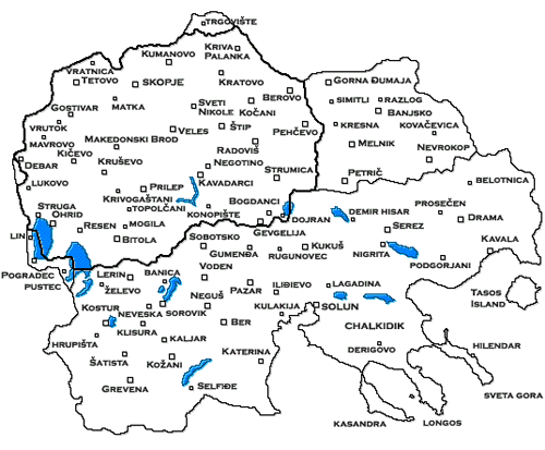 Map of United Macedonia (Aegean, Vardar, Pirin, Mala Prespa, Golo Brdo, Prohor Pcinjski)